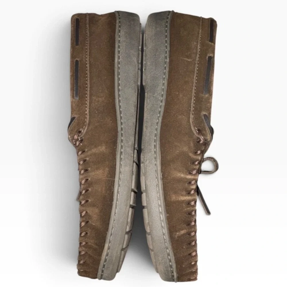 Minnetonka Chocolate Brown Suede Casey Slippers shoes Mens sz 11